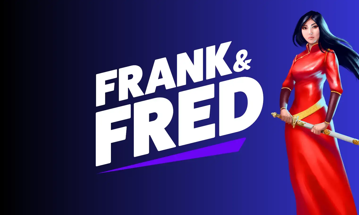 Frank & Fred logotyp med glada ansikten och casinotema