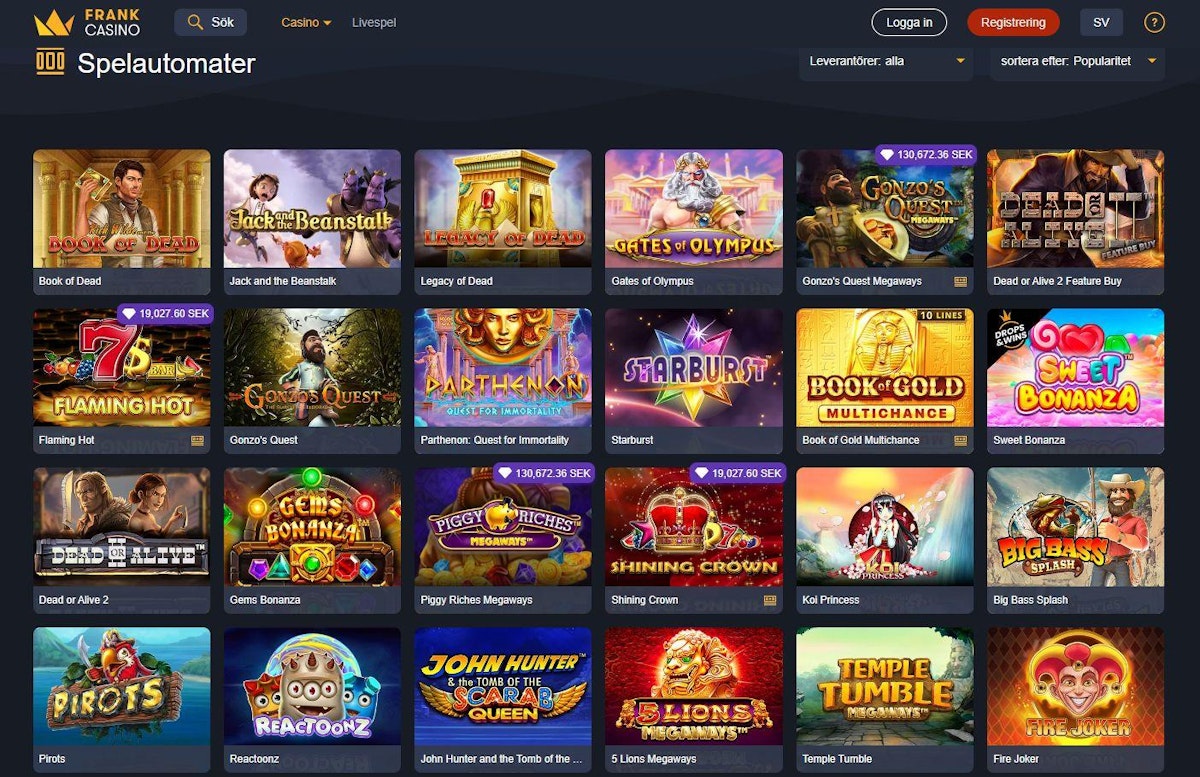 Frank Casino bonus 2026 svensk licens