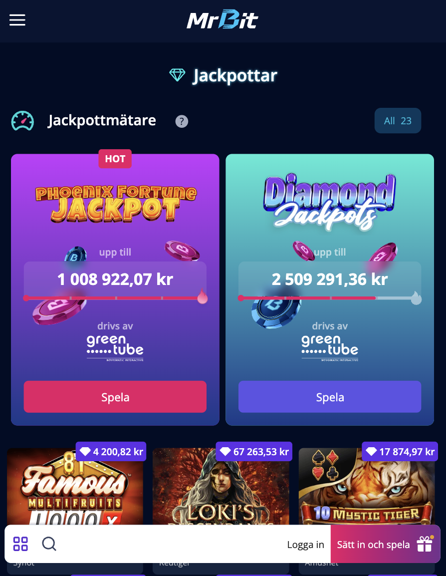 Mr Bit casino med kryptovalutor och låga insättningsgränser