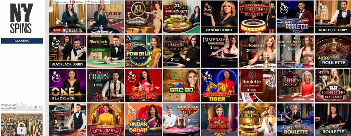 Nyspins Casino startsida med MGA-licens