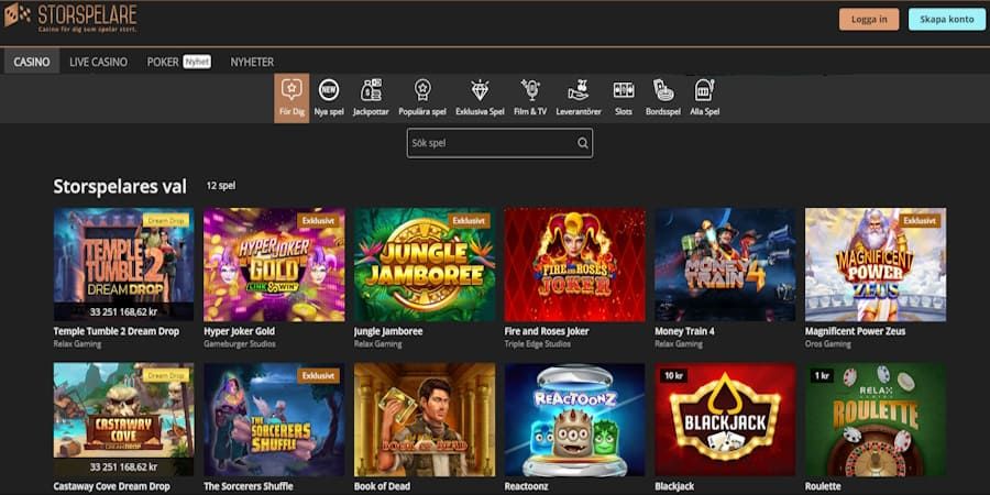 Storspelare casino med snabba uttag och BankID